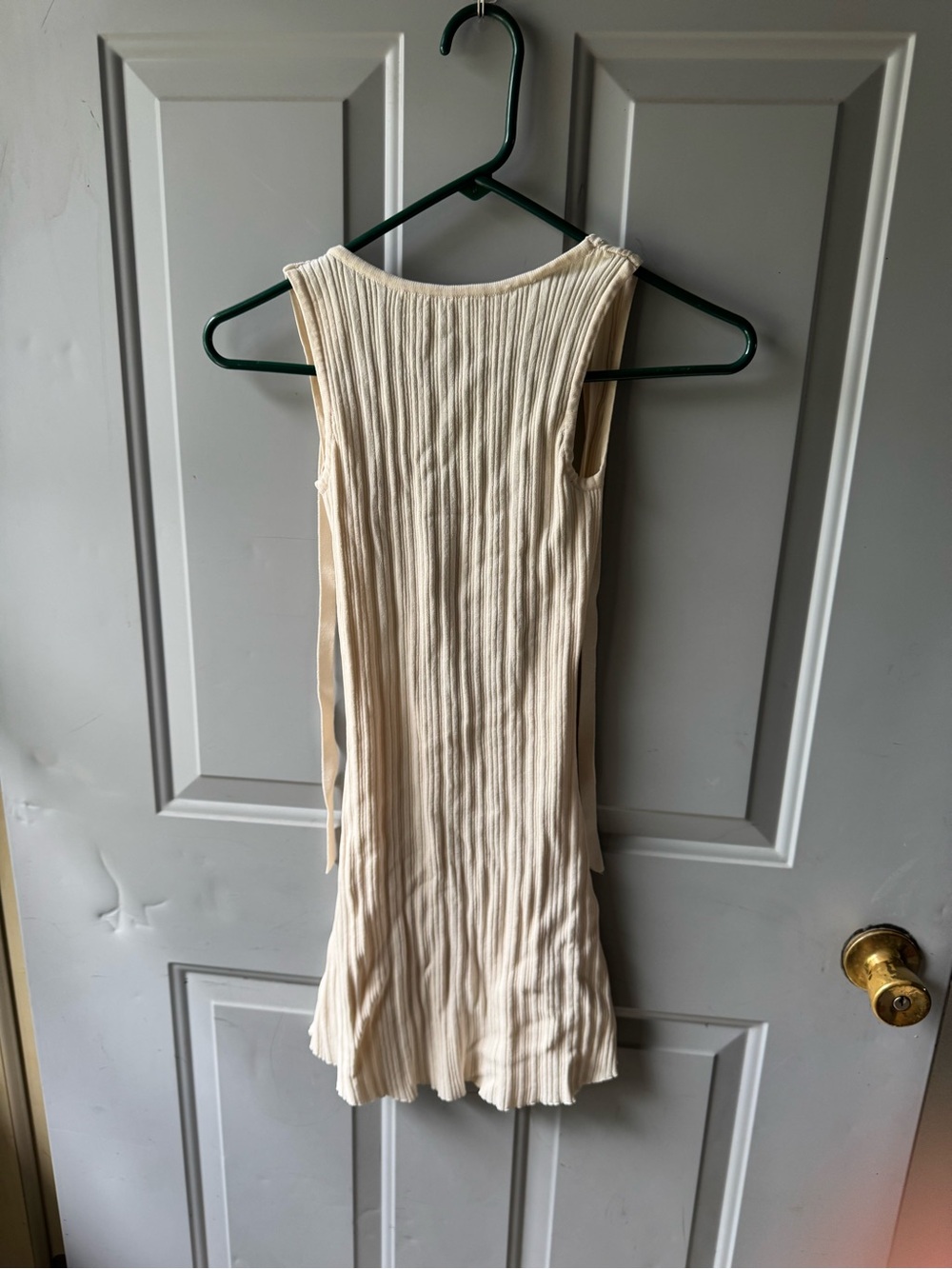 Princess Polly Cream Ribbed Tank Dress